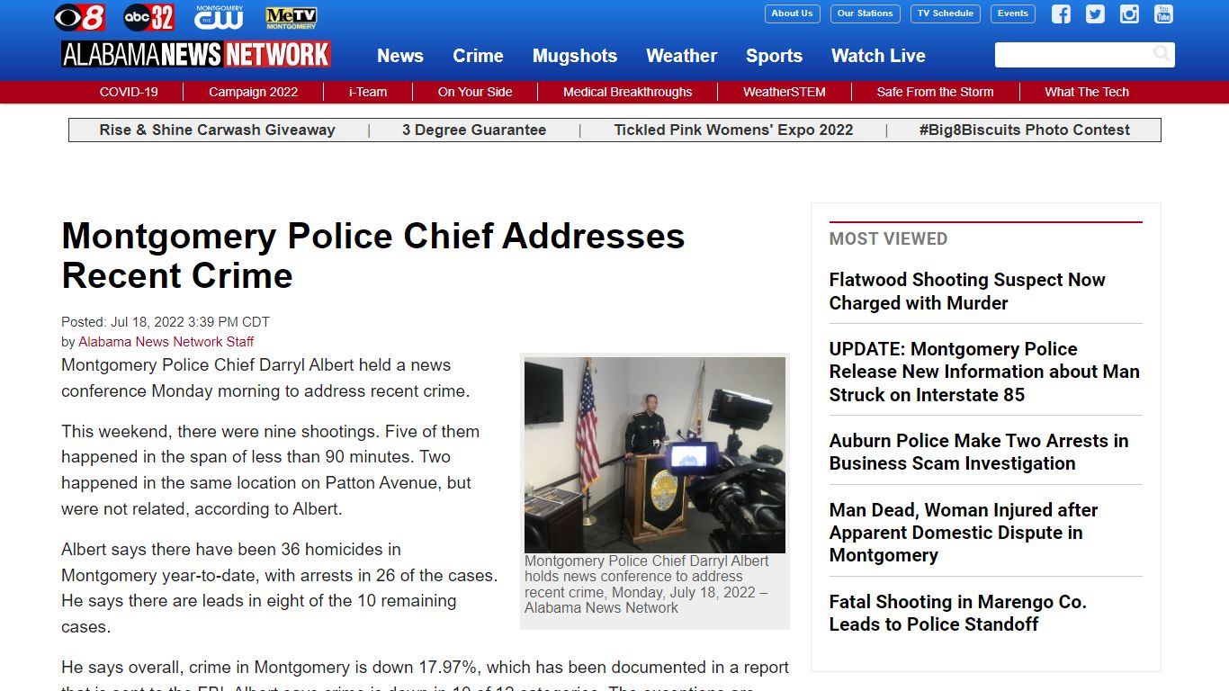 Montgomery Police Chief Addresses Recent Crime - Alabama News