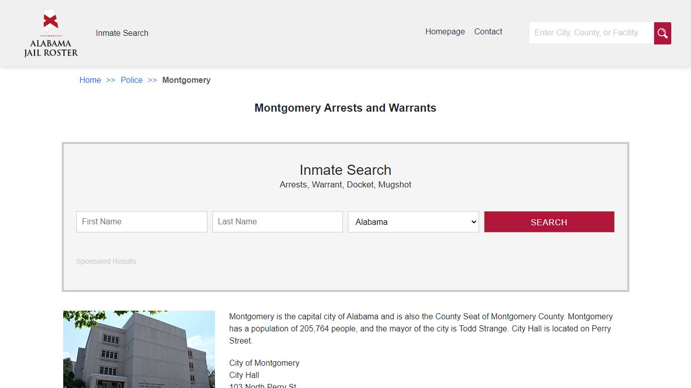 Montgomery Arrests and Warrants | Alabama Jail Inmate Search